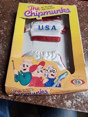 Vintage 1983 Ideal The Chipmunks 10 inch Plush Outfit USA Olympics  Alvin NEW