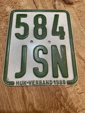 RARE 1996 GERMAN BIKE MOPED  MOTORCYCLE LICENSE PLATE 584 JSN FREE SHIPPING