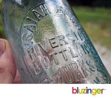 RIVERSIDE BOTTLING WORKS Isaiah Bunn Warwick NY Antique Blob Top Beer Bottle Exc