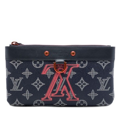 Louis Vuitton Monogram Ink Upside Down Apollo Pochette PM Pre-Loved Pouch Marine