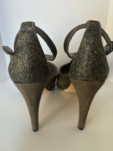 Antonio Melani Womens Shoes 8.5 Gray Suede Strappy High Heel Bling Dress Sandals - Picture 6 of 6