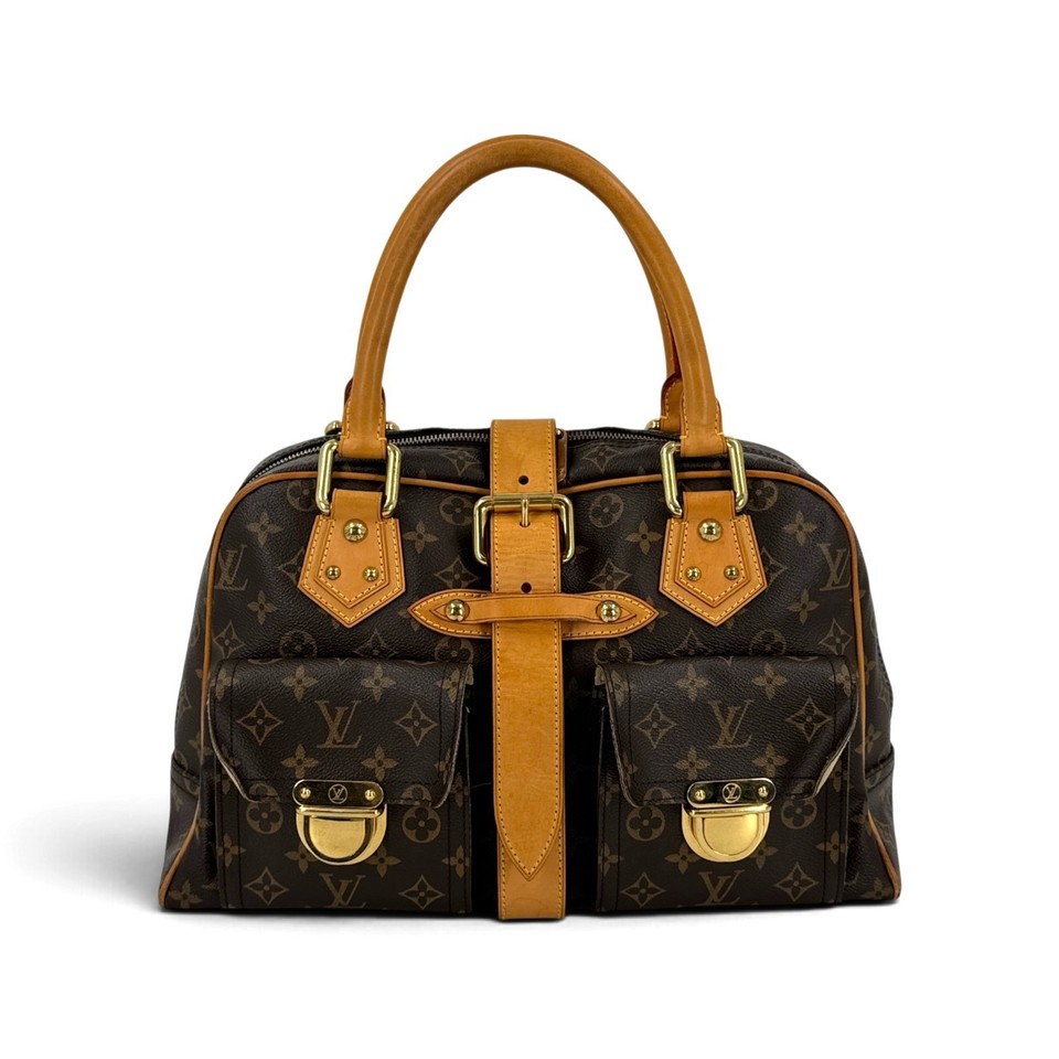 LOUIS VUITTON Manhattan GM Monogram Leather Satchel Purse Handbag M40025