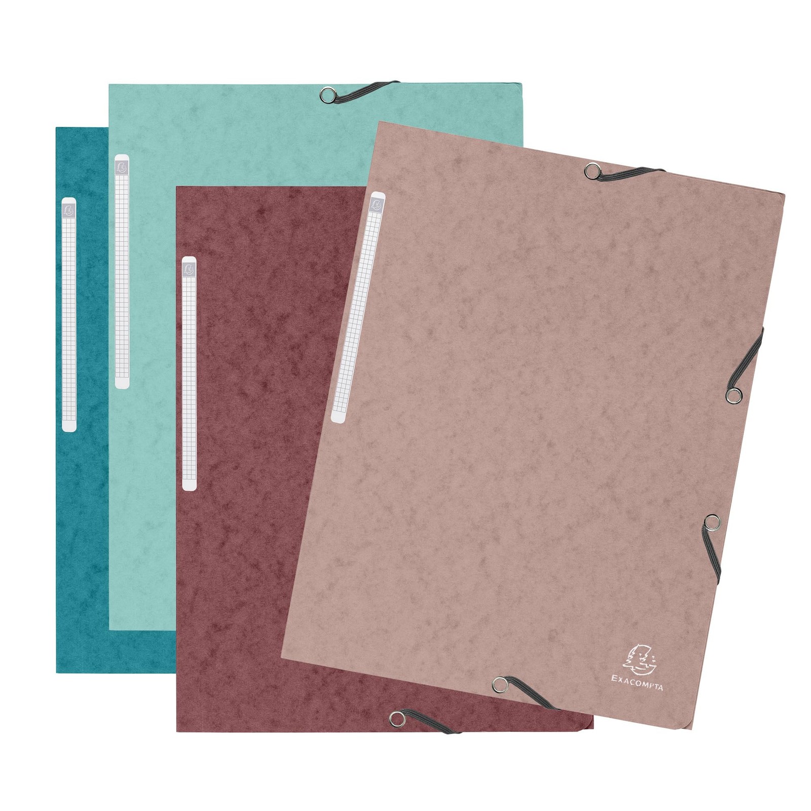Exacompta - Ref 55270E - Pack of 4 Skandi Elastic folders - 3 Flap Pockets - in