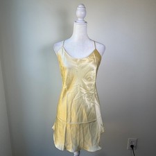 Vintage Victoria's Secret Gold Label Silk Slip Dress 1990 Butter Yellow Coquette