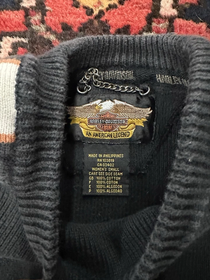Pullover negro pequeño Harley Davidson vintage para mujer Foto 2 de 4