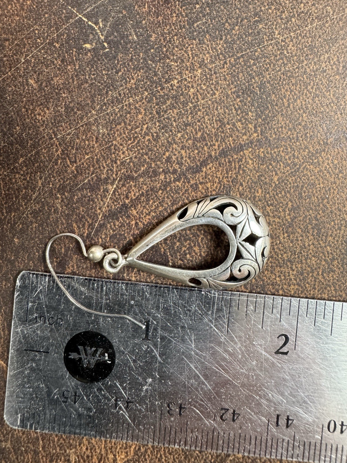 Sterling Silver 925 Open Scroll Work Filigree Dan… - image 5