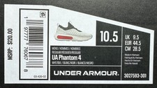Under Armour UA HOVR Phantom 4 Shoes Men's 10.5 White Clay Black 3027593-301 NIB 6