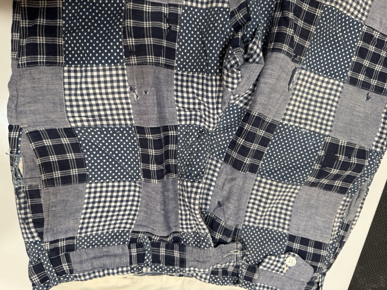 Engineered Garments Patchwork Check Shorts 36 Cot… - image 3