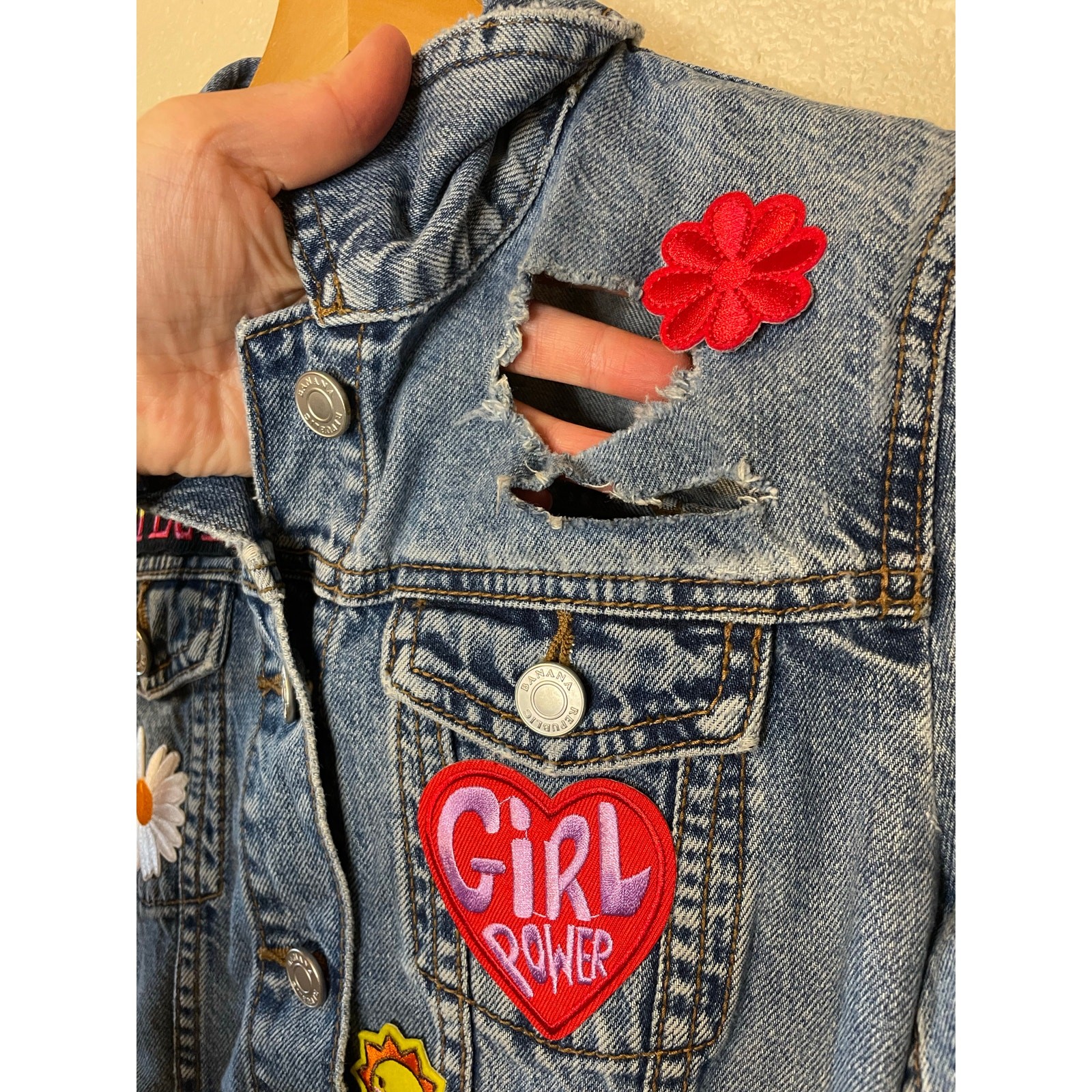 Banana Republic OOAK Custom Patchwork Distressed … - image 11