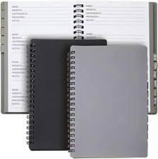 Juvale Password Book with Alphabetical Tabs - 5 6 Inch x 7 Inch, Black, Gray 