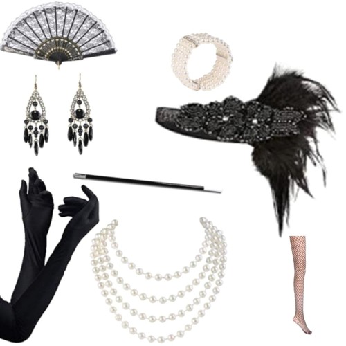1920s Flapper Accessory Set Roaring 20 s Costume Accessories Gatsby Headband - Picture 5 of 7
