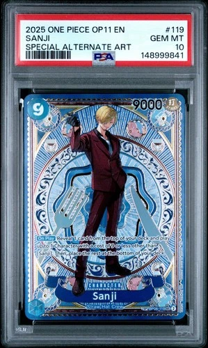 2025 ONE PIECE OP06-119 OP11 A FIST OF DIVINE SPEED SANJI SPECIAL ALT ART PSA 10