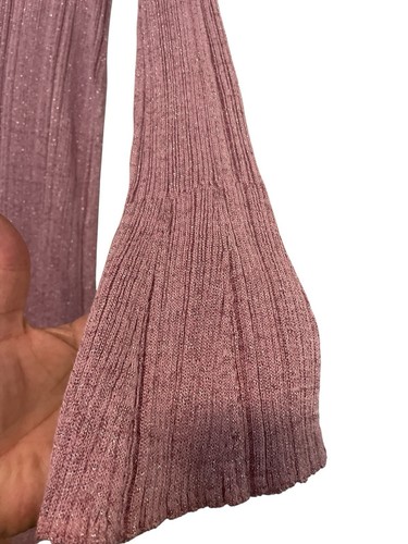 Anthropologie Cardigan donna spolverino lungo a costine con dettagli cravatta rosa taglia M - Foto 4 di 10