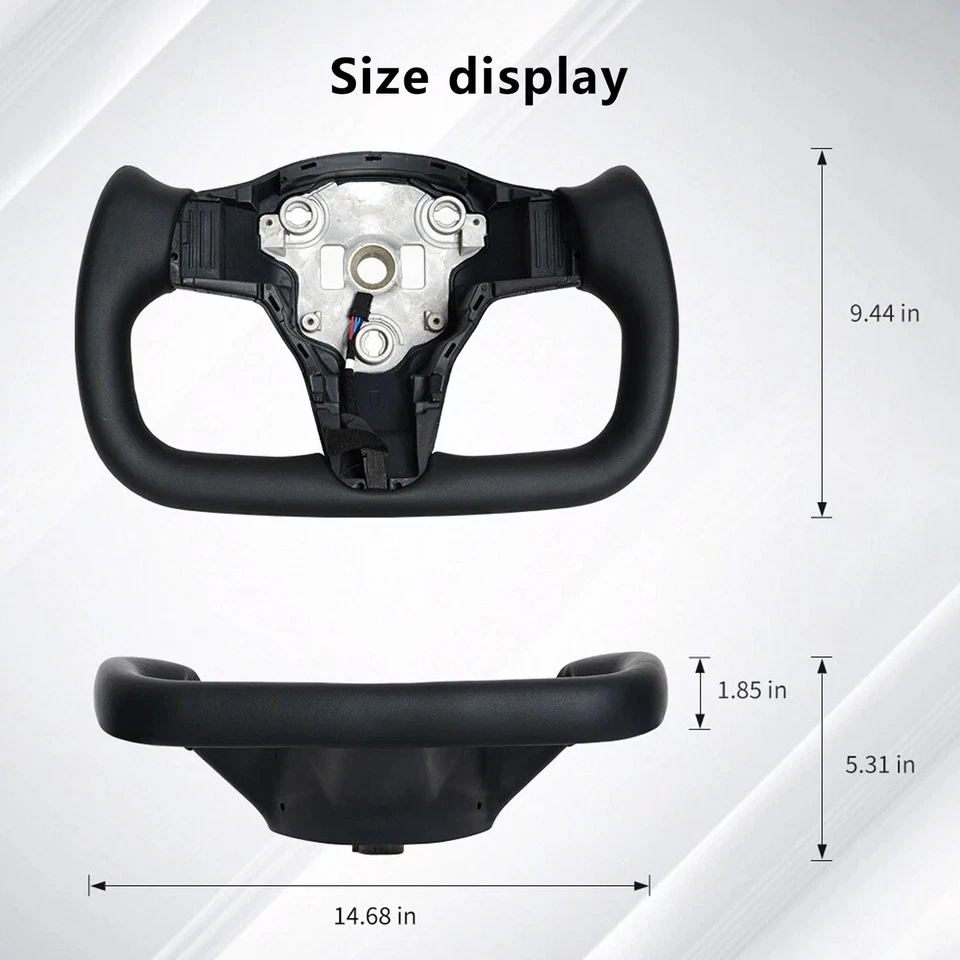 Yoke Steering Wheel For Tesla Model 3 16-22 Model Y 20-24 with Heated Black - Image 2 of 4