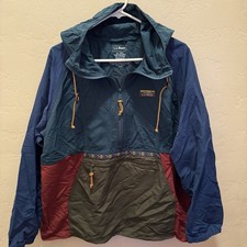LL Bean Mountain Classic Anorak Jacket Hooded Women s Windbreaker Colorblock XL