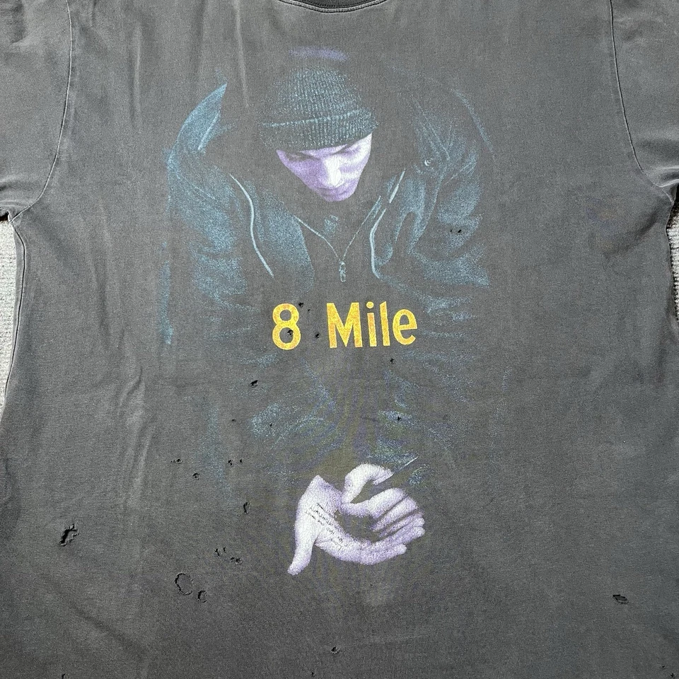 Camiseta De Colección Eminem 8 Millas Desgastada Película Promo Rap Camiseta Para Hombres XL Desteñida Negra Foto 4 de 4