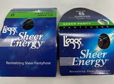 VTG Lot of 2 - Leggs Sheer Energy Women Size B Jet Black & Coffee Sheer Toe NWT