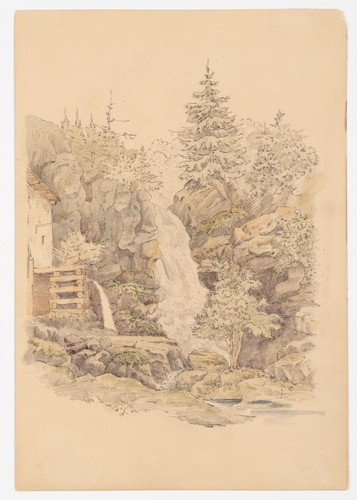 Wasserfall in Felsenlandschaft, Bleistift Romantik 1850-1899 Unbekannt (19.Jhd) - Bild 2 von 5