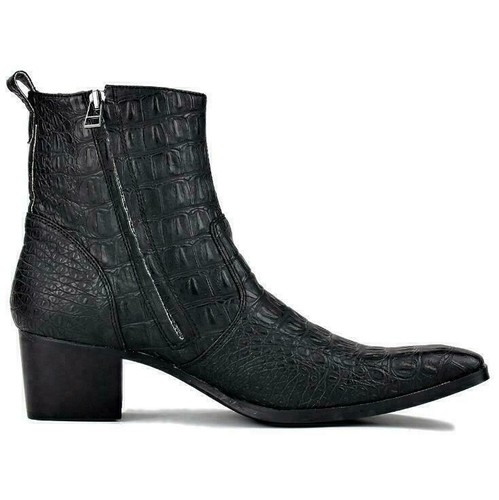 Hombres Botas al Tobillo Vaquero Piel de Serpiente Cocodrilo Repujado Angular Hipster Chukka - Imagen 8 de 14