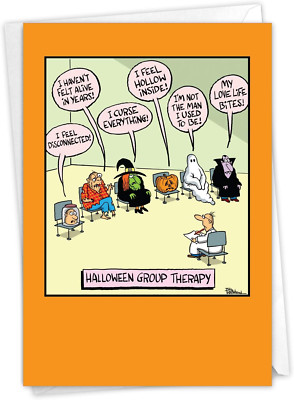 - Happy Halloween Card Funny - Fun Cartoon Humor, Spooky Greeting Notecard with