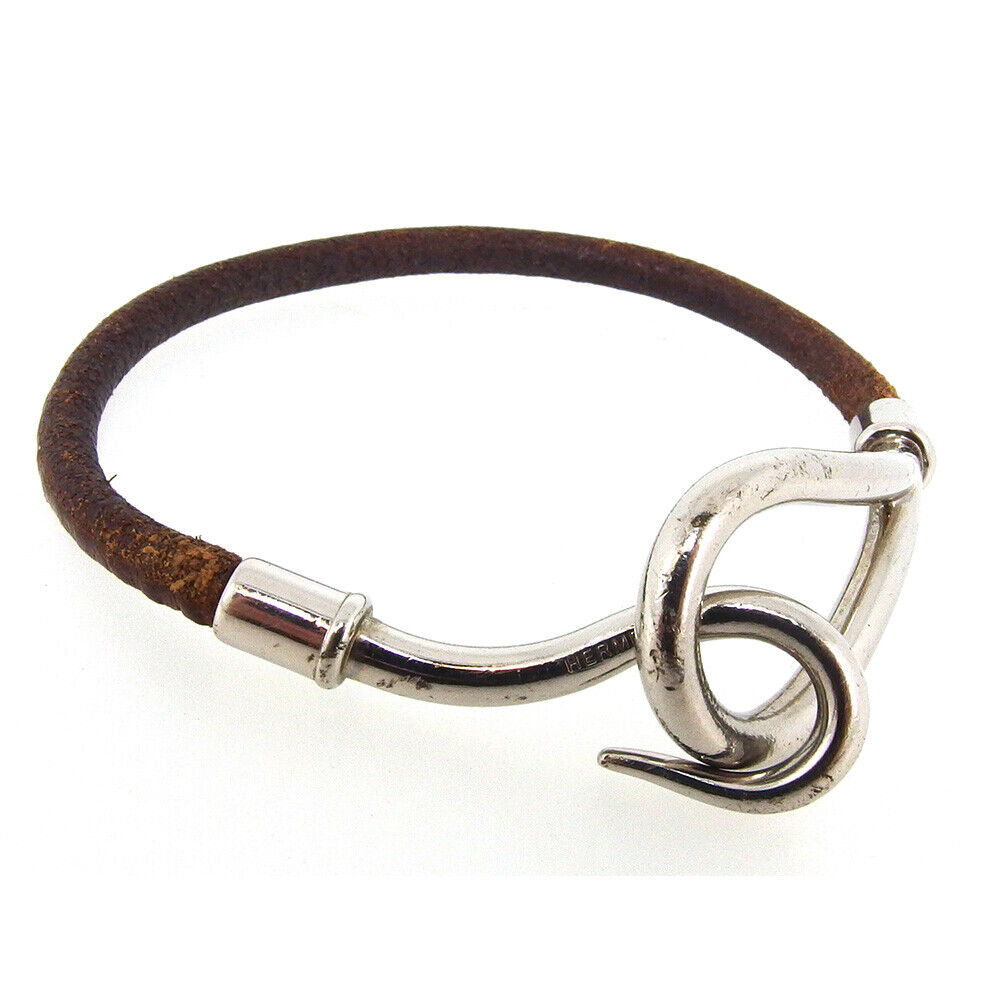 HERMES bracelet leather ?~ Silver Material Authentic used HERMES bracelet leather ?~ Silver Material Authentic used