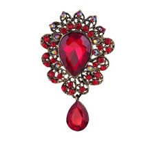 Crystal Rhinestones Valentine Brooch Pins Rose Brooches for DIY Wedding Bouqu...