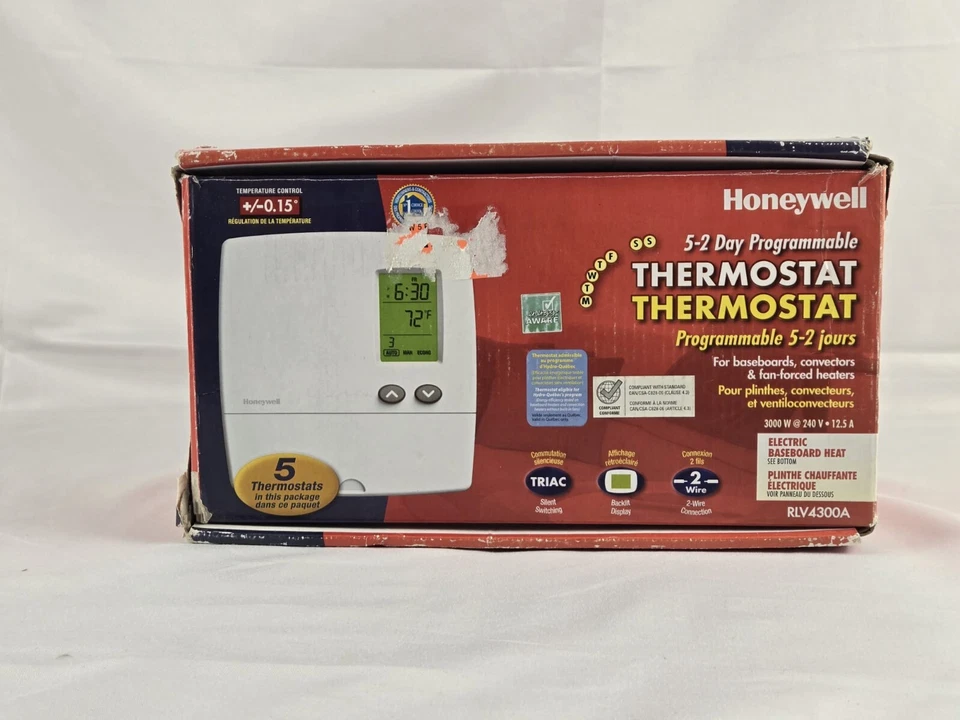 Pack of 5 Honeywell 5-2 Day Programmable Thermostat Model RLV4300A