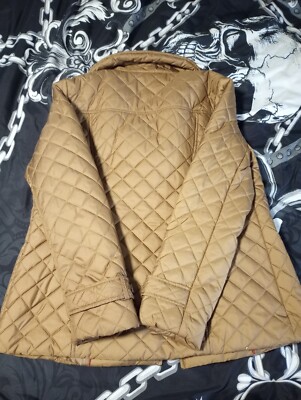 Tan women's quilted webbed coat size small