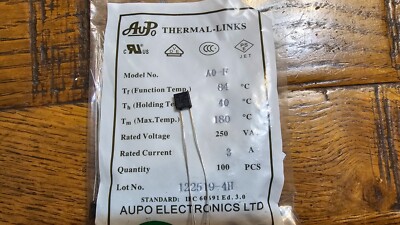 Ax-F Thermosicherungen Aupo Ausschnitt 250 V 3A 84 bis 145 Grad
