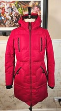 Point Zero Long Parka Women's Small Petite ~ Canada Down Fill Red Hooded Puffer
