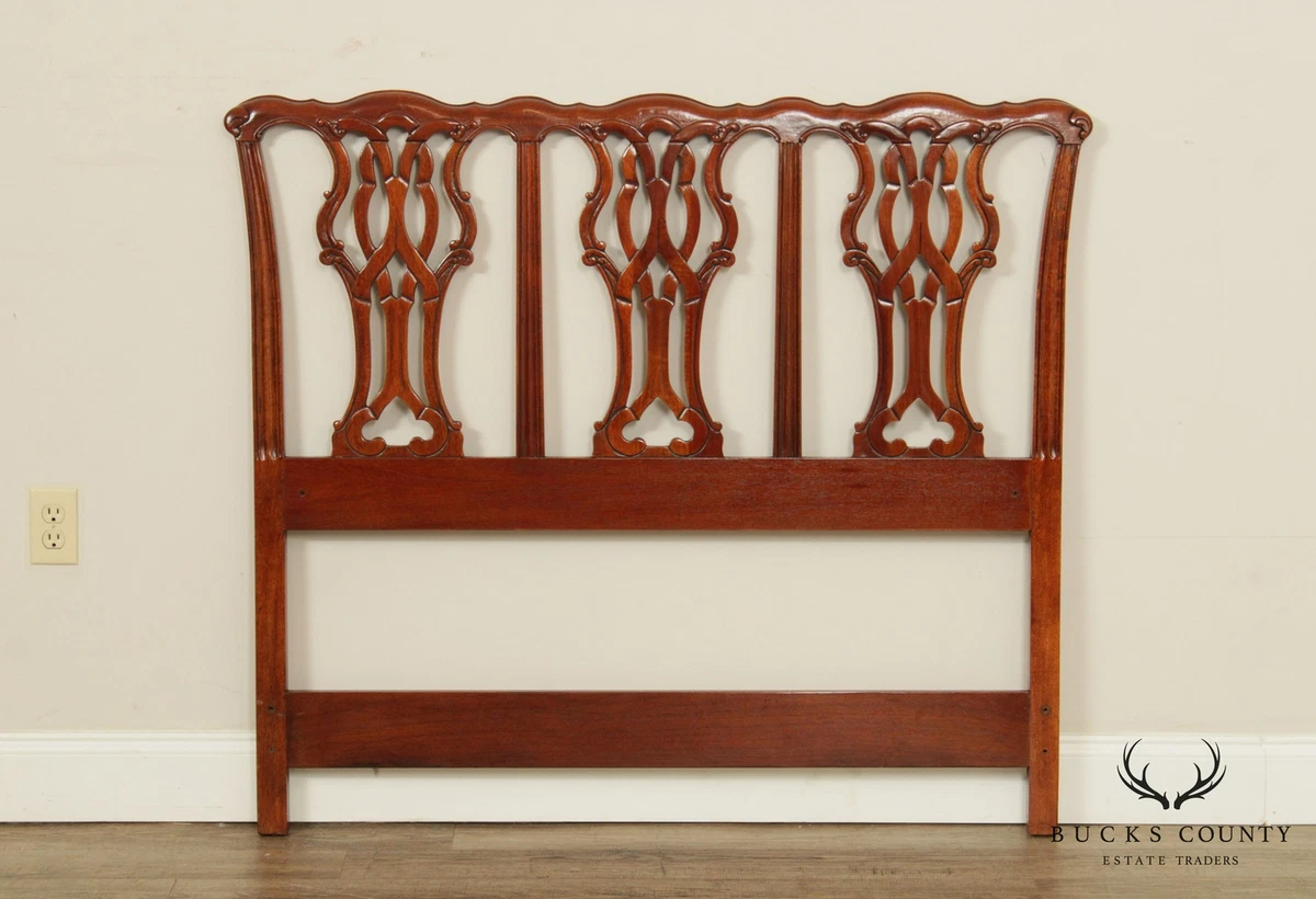Chippendale Style Carved Mahogany Headboard B