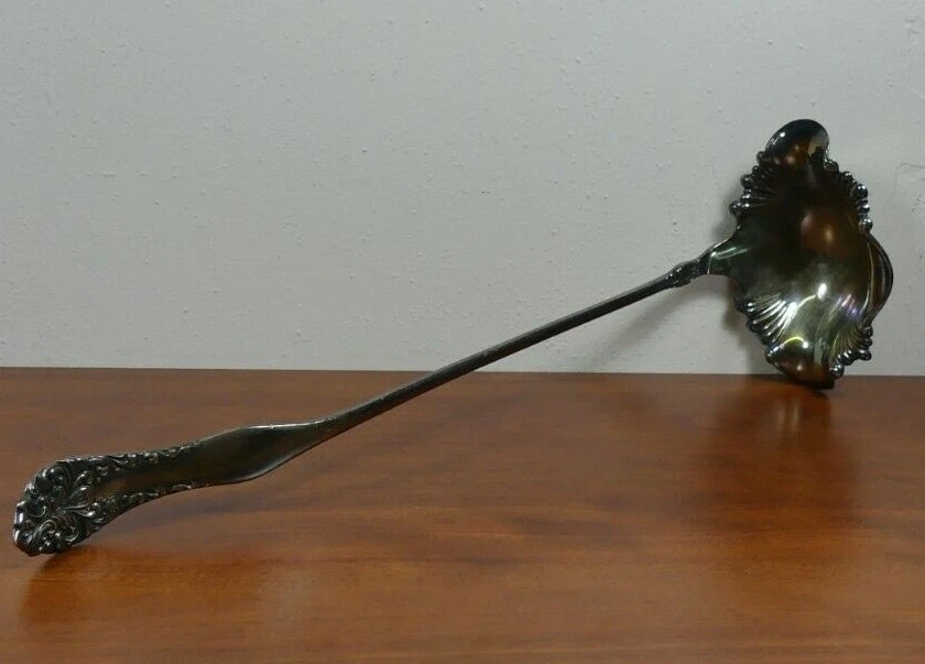 Ladle 1905 Rogers Keystone Leonora Silverplate Scalloped Bowl 15" Long Punch