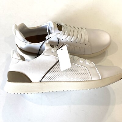 FALLS CREEK NWT $40 Mens 12 White Matt Lace Up Faux Leather Sneakers *119