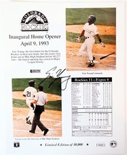 Eric Young Autographed Colorado Rockies 8x10 Photo JSA COA