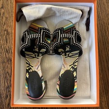 Women’s Hermes Oasis Velvet Goatskin/Studs Sandals