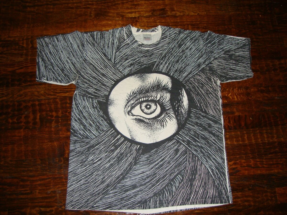 Vintage 90's Pushead The Kuro Line Eyeball All Over Print Vintage 90's Pushead The Kuro Line Eyeball All Over Print