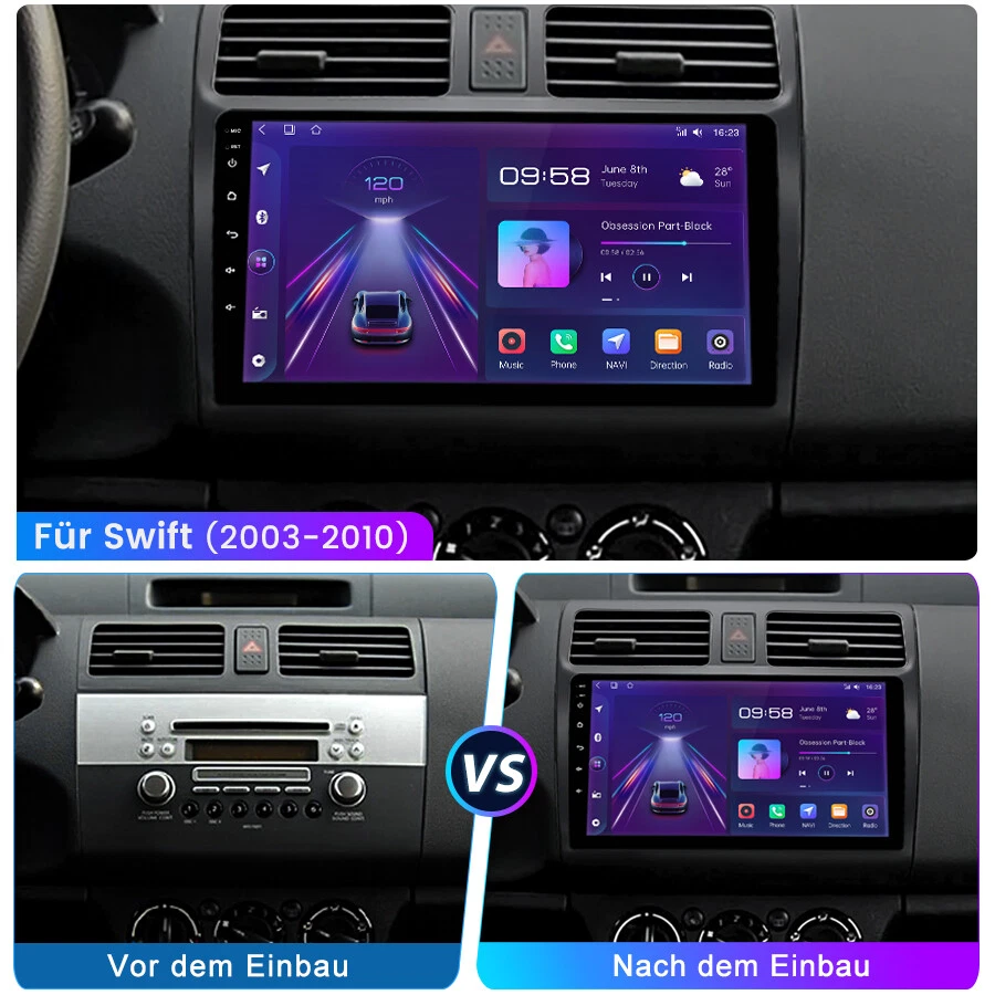 Für Suzuki Swift 2005-2010 Android 12 Carplay Autoradio GPS Navi BT 2+32GB DAB+ - Bild 3 von 4