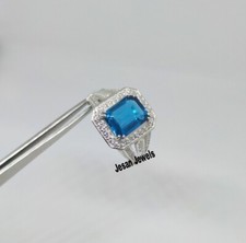 london blue topaz ring 925 sterling silver ring size 8 us octagon gemstone rings