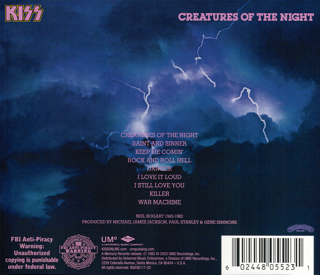 Kiss ~ Creatures Of The Night (1982) 40th Anniversary CD 2022