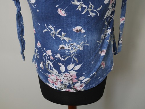Women Ladies Summer Off Shoulder 3/4 Frilled Sleeve Top UK Size Small S (T392) - Picture 3 of 7