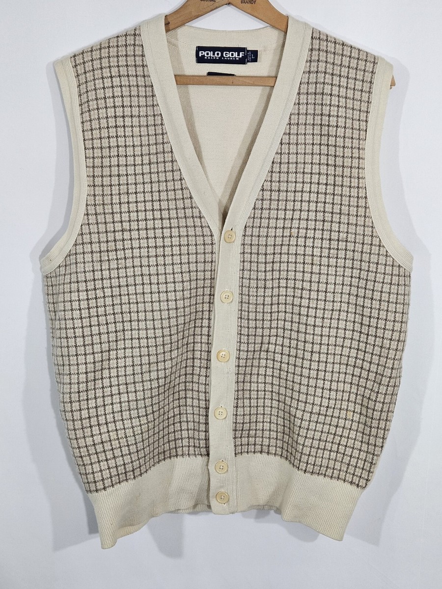 Vintage Ralph Lauren Polo Golf Lambswool Cardigan Sweater Vest 