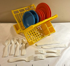 Fisher Price Fun with Food - Pretend Play Dishes - Drying Rack, Plates, More