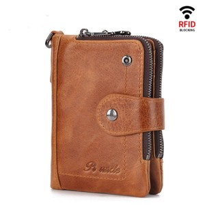 Men/'s Genuine Leather Retro Billfold Wallet RFID Blocking Card Holder Coin Purse