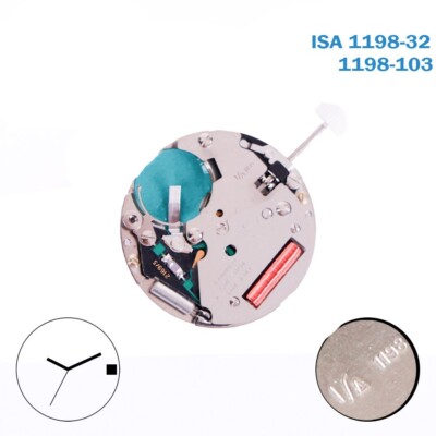 Mouvement à Quartz Suisse ISA 1198 - Disque De Date Bleu Foncé - Pour Montres