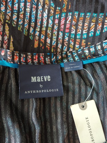 NWT MAEVE by ANTHROPOLOGIE Top Blouse Burnout Satin Paisley XS - Picture 8 of 10
