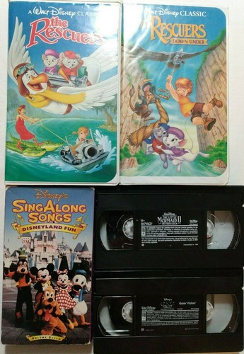 5 VHS Disney Rescuers Down Under Sing Along Goof Troop Goin' Fishin' Mermaid 2 - Picture 1 of 11