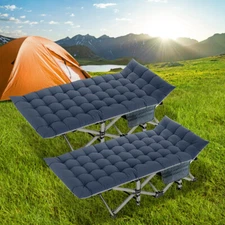 2pc Adult Folding Camping Cot Military Hiking Sleeping Bed w/Mattress&Carry Bag