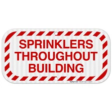 Sprinklers Throughout Building Sign, Fire Safety Sign,