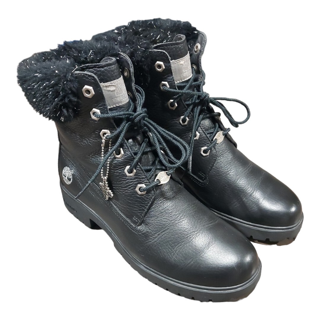 Timberland Premium Vintage Leather Combat Fur Boots Womens Size 8M