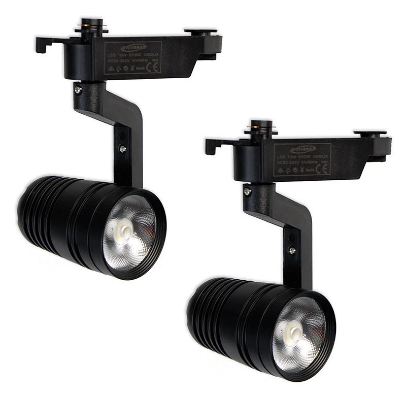 Kit 2 faretti binario led cob 10w nero luce naturale 4000k e bianca 6500k - Immagine 2 di 2